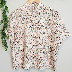 Vintage Anne Klein Confetti Print & Pleat Blouse